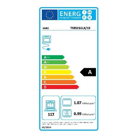 Saro Multifunctioneel  gasfornuis met electrische oven model ts95c61lx | 331-1160 Saro Multifunctioneel  gasfornuis met electrische oven model ts95c61lx | 331-1160