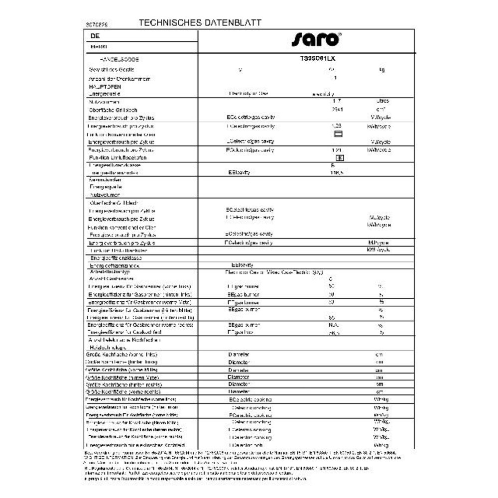 Saro Multifunctioneel  gasfornuis met electrische oven model ts95c61lx | 331-1160 Saro Multifunctioneel  gasfornuis met electrische oven model ts95c61lx | 331-1160