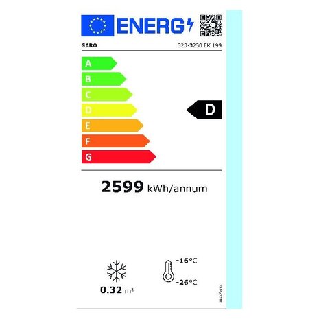 Saro Vrieskast met ventilator koeling model ek 199 | 323-3230 Saro Vrieskast met ventilator koeling model ek 199 | 323-3230