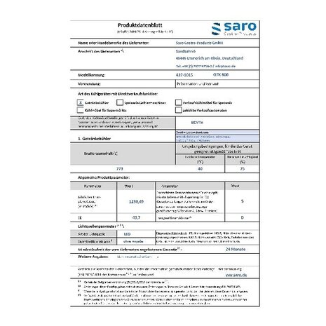 Saro Flessenkoeler met dubbele glasdeur model gtk 800 | 437-1015 Saro Flessenkoeler met dubbele glasdeur model gtk 800 | 437-1015