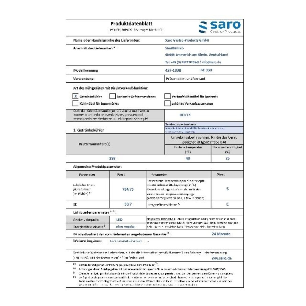 Saro Bar cooler modell bc 330 | 437-1030 Saro Bar cooler modell bc 330 | 437-1030
