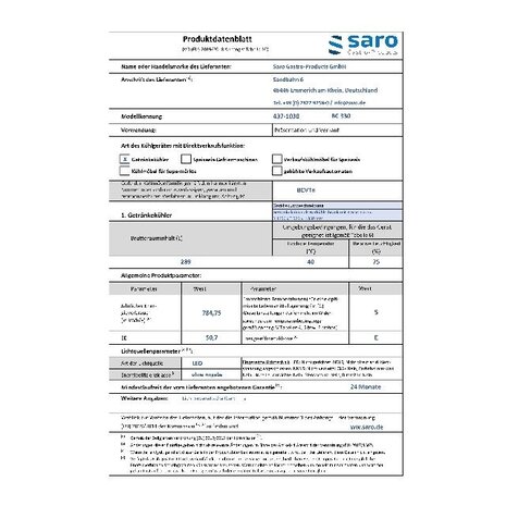 Saro Bar cooler modell bc 330 | 437-1030 Saro Bar cooler modell bc 330 | 437-1030