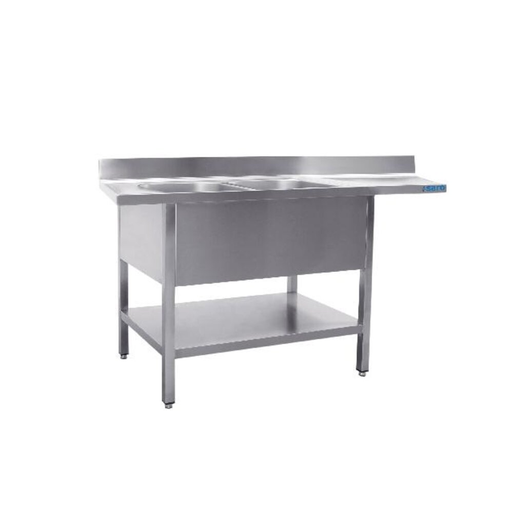 Saro Spoeltafel met 2 wasbakken, links - 700 mm diepte, 2000 mm | 700-2620L Saro Spoeltafel met 2 wasbakken, links - 700 mm diepte, 2000 mm | 700-2620L