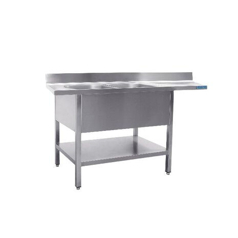Saro Spoeltafel met 2 wasbakken, links - 700 mm diepte, 1600 mm | 700-2610L