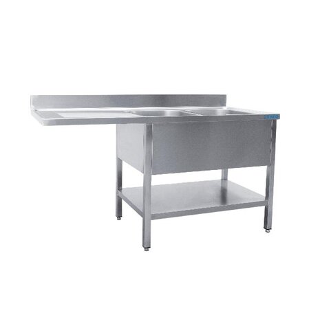 Saro Spoeltafel met twee wasbakken, rechts - 600 mm diepte, 2000 mm | 600-2620R Saro Spoeltafel met twee wasbakken, rechts - 600 mm diepte, 2000 mm | 600-2620R