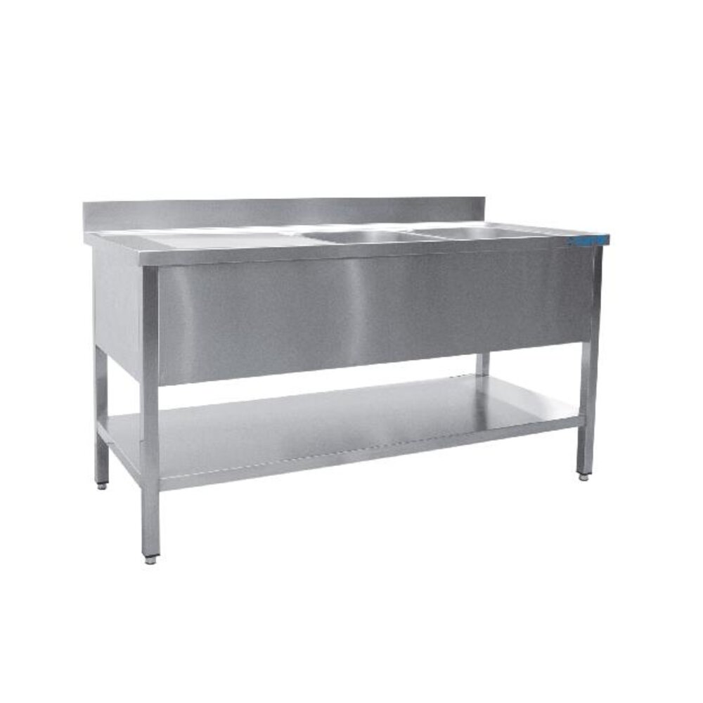 Saro Spoeltafel met twee wasbakken, rechts - 700 mm diepte, 1800 mm | 700-2550R Saro Spoeltafel met twee wasbakken, rechts - 700 mm diepte, 1800 mm | 700-2550R