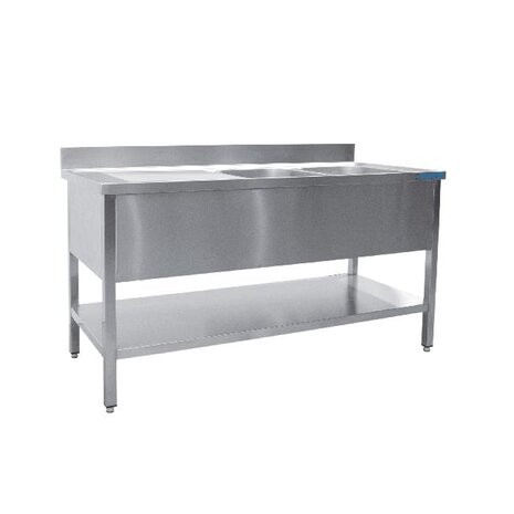 Saro Spoeltafel met twee wasbakken, rechts - 700 mm diepte, 1800 mm | 700-2550R Saro Spoeltafel met twee wasbakken, rechts - 700 mm diepte, 1800 mm | 700-2550R