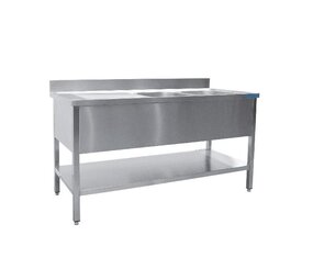 Saro Spoeltafel met twee wasbakken, rechts - 700 mm diepte, 1600 mm Saro Spoeltafel met twee wasbakken, rechts - 700 mm diepte, 1600 mm