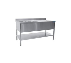 Saro Spoeltafel met twee wasbakken, links - 600 mm diepte, 1200 mm