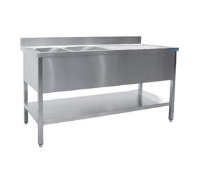 Saro Spoeltafel met twee wasbakken, rechts - 600 mm diepte, 1200 mm