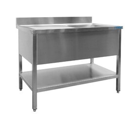 Saro Spoeltafel met 1 wasbak, rechts - 600 mm diepte, 1600 mm