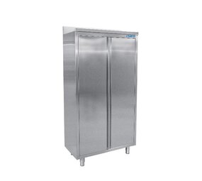 Saro Hoge kast roestvrij staal met 3 schappen en 2 schuifdeuren, 1000 mm Saro Hoge kast roestvrij staal met 3 schappen en 2 schuifdeuren, 1000 mm