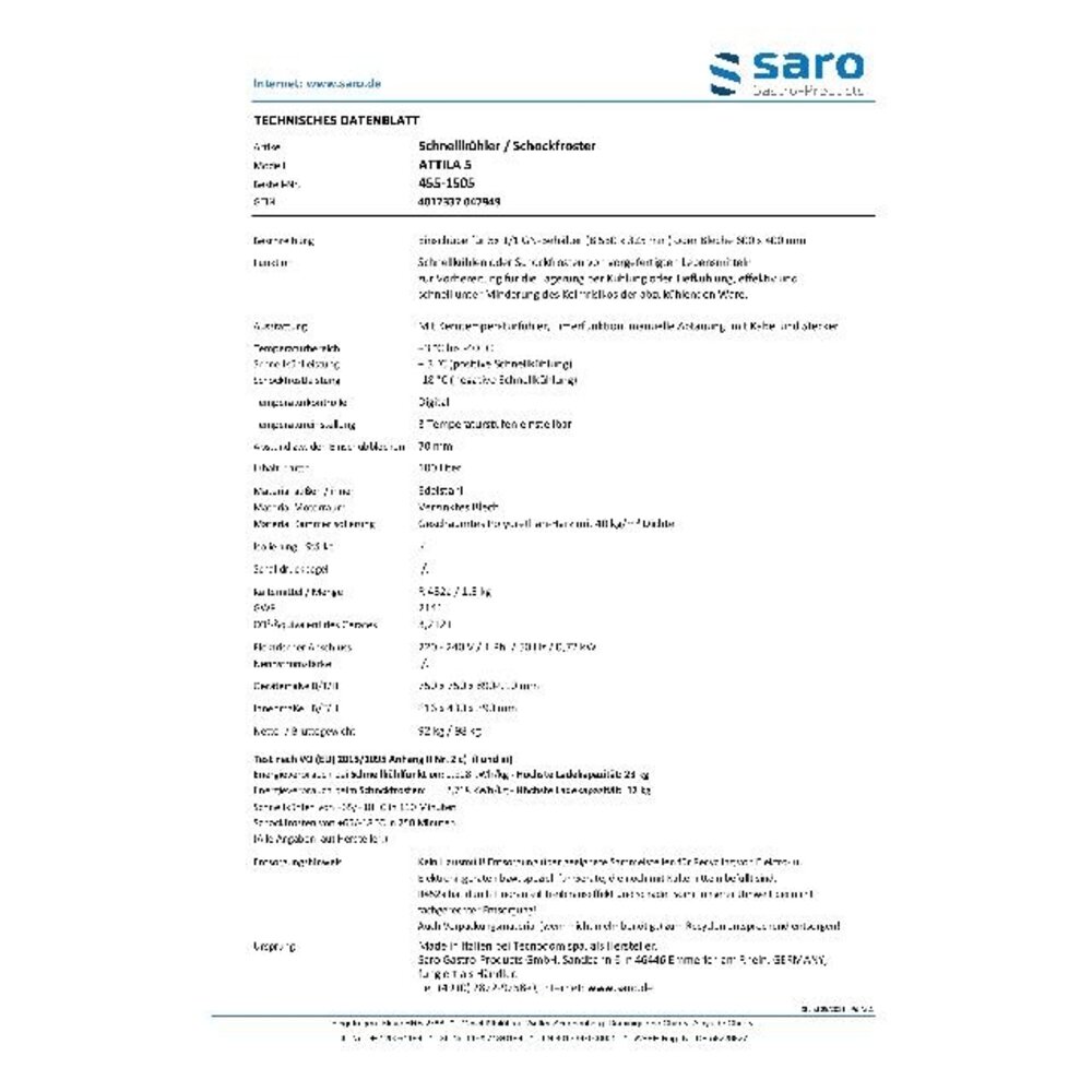 Saro Blastchiller 5x 1 1gn | digitaal display | 750x750x(h)890-910mm | 455-1505 Saro Blastchiller 5x 1 1gn | digitaal display | 750x750x(h)890-910mm | 455-1505