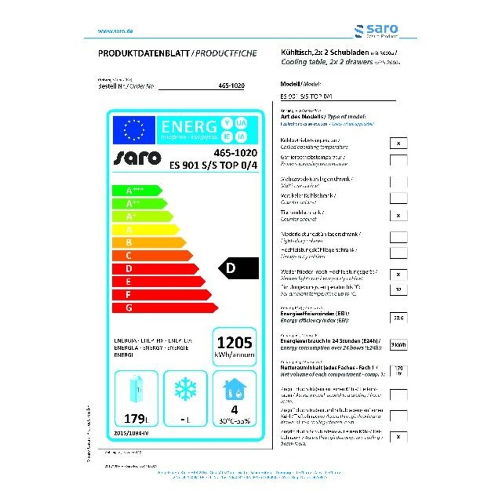 Saro Refrigerated working table model es s901 s s top 0 | 465-1020