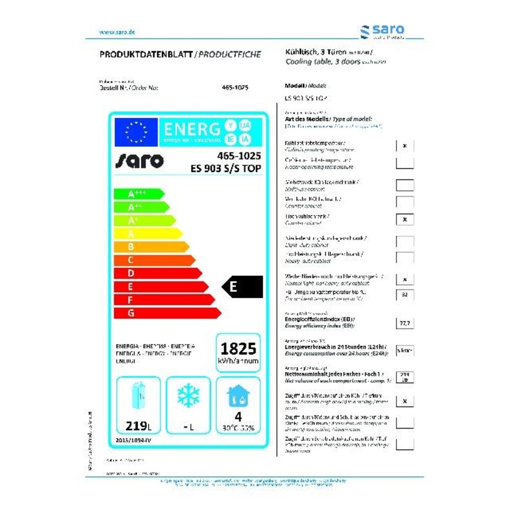 Saro Refrigerated working table model es s903 s s top | 465-1025
