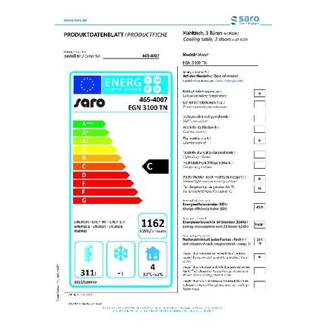 Saro Cooling table modell egn 3100 tn | 465-4007