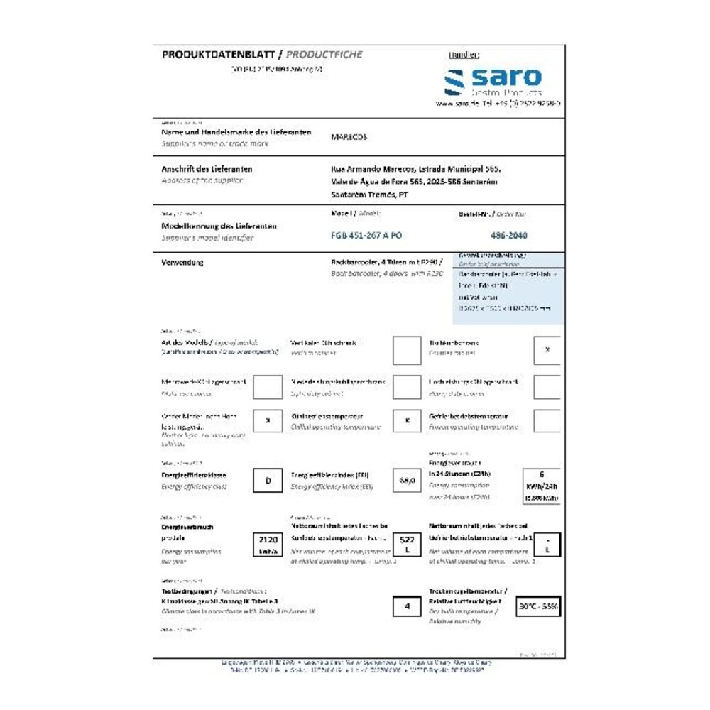 Saro Backbarcooler model fgb 451-267 apo | 486-2040 Saro Backbarcooler model fgb 451-267 apo | 486-2040