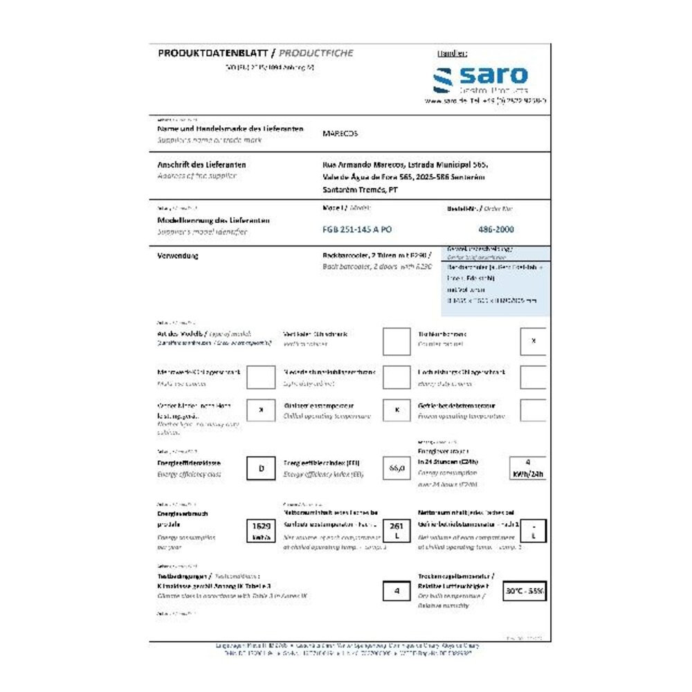 Saro Backbarcooler model fgb 251-145 apo | 486-2000 Saro Backbarcooler model fgb 251-145 apo | 486-2000