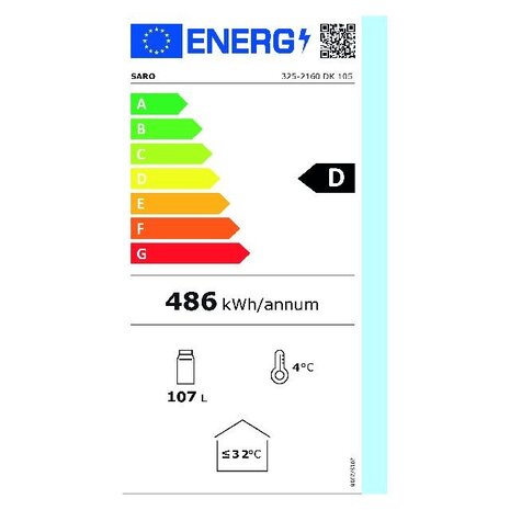 Saro Extra smalle koelkast met luchtcirculatie model dk | 325-2160 Saro Extra smalle koelkast met luchtcirculatie model dk | 325-2160