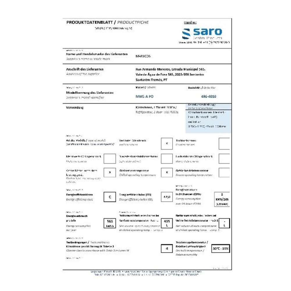 Saro Koelkast model mm5 a po | 486-4010 Saro Koelkast model mm5 a po | 486-4010