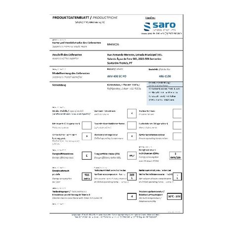 Saro Koelkast model arv 400 cs po | 486-1530 Saro Koelkast model arv 400 cs po | 486-1530