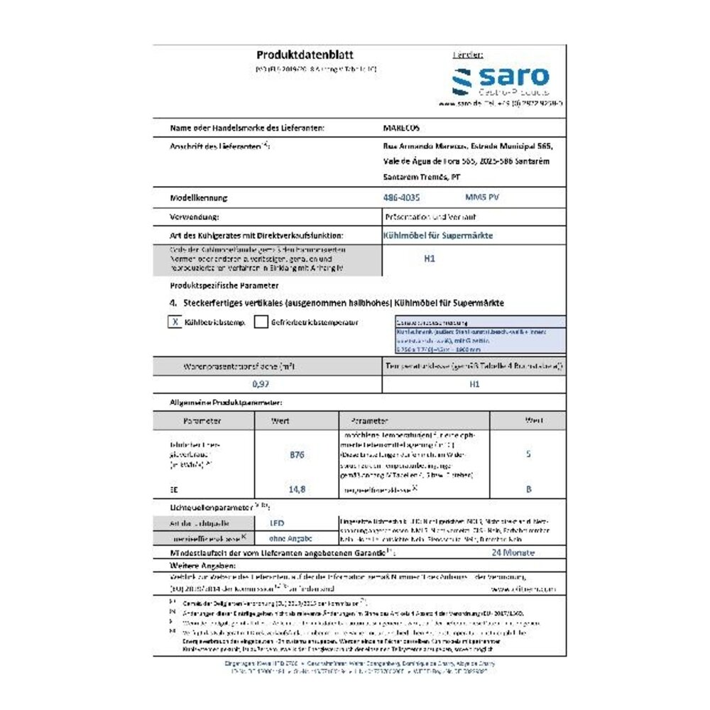 Saro Koelkast met glazen deur model mm5 pv | 486-4035