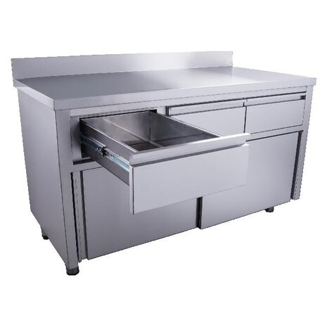 Saro Schuifdeurkast - 3 lades.1400x700mm met opstand | 700-2310 Saro Schuifdeurkast - 3 lades.1400x700mm met opstand | 700-2310