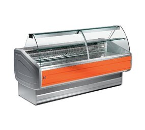 Diamond Gekoelde vitrinetoonbank met gebogen ruiten, met reserve Diamond Gekoelde vitrinetoonbank met gebogen ruiten, met reserve