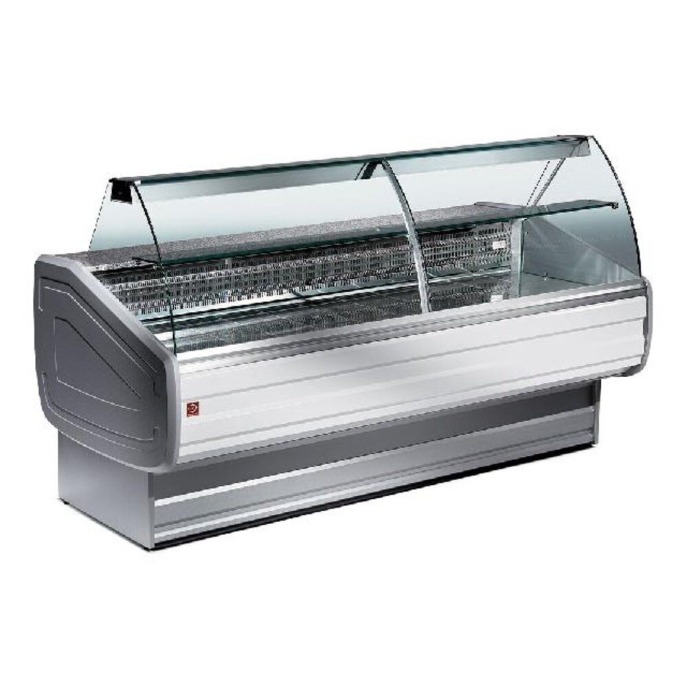 Diamond Gekoelde vitrinetoonbank gebogen ruit, geventileerd, met reserve | MY20/A1-VV/R2 Diamond Gekoelde vitrinetoonbank gebogen ruit, geventileerd, met reserve | MY20/A1-VV/R2