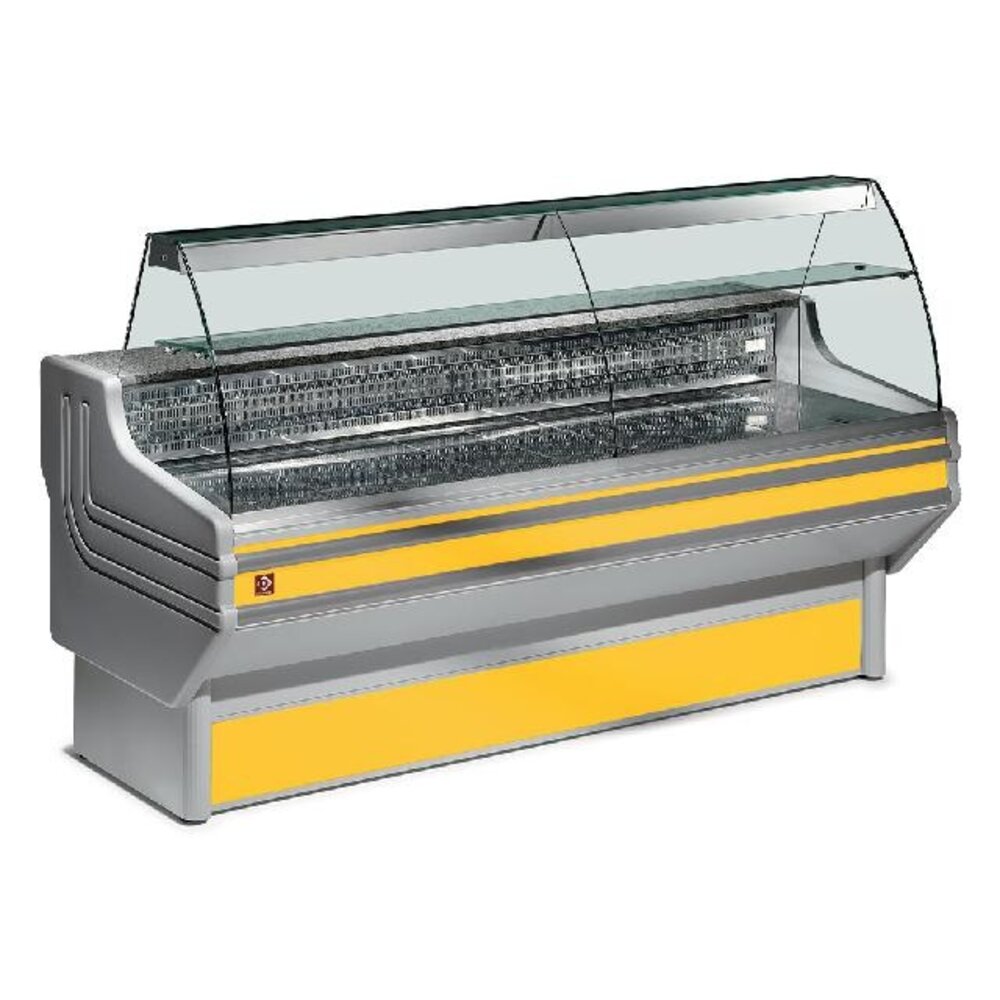 Diamond Gekoelde vitrinetoonbank gebogen ruit, geventileerd, met reserve | JY25/C1-VV/R2 Diamond Gekoelde vitrinetoonbank gebogen ruit, geventileerd, met reserve | JY25/C1-VV/R2