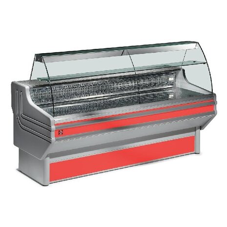 Diamond Gekoelde vitrinetoonbank gebogen ruit, geventileerd, met reserve | JY30/B1-VV/R2 Diamond Gekoelde vitrinetoonbank gebogen ruit, geventileerd, met reserve | JY30/B1-VV/R2