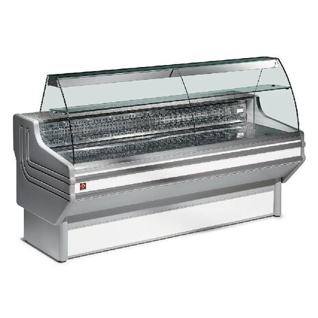 Diamond Gekoelde vitrinetoonbank met gebogen ruiten, met reserve | JY25/A1-R2 Diamond Gekoelde vitrinetoonbank met gebogen ruiten, met reserve | JY25/A1-R2