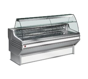 Diamond Gekoelde vitrinetoonbank gebogen ruit, geventileerd, met reserve