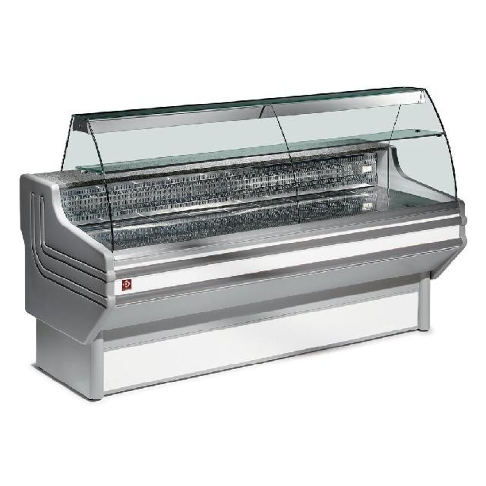 Diamond Gekoelde vitrinetoonbank gebogen ruit, geventileerd, met reserve | JY10/A1-VV/R2