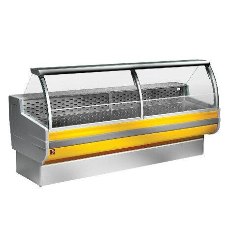 Diamond Gekoelde vitrinetoonbank, gebogen ruit, geventileerd, met reserve | CR300/C1-VV/R2