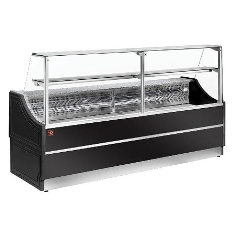 Diamond Gekoelde uitstaltoonbank rechte ruiten 90°, met reserve | OL104/B5-R/R2