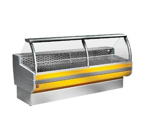 Diamond Gekoelde vitrinetoonbank met gebogen ruiten, met reserve Diamond Gekoelde vitrinetoonbank met gebogen ruiten, met reserve