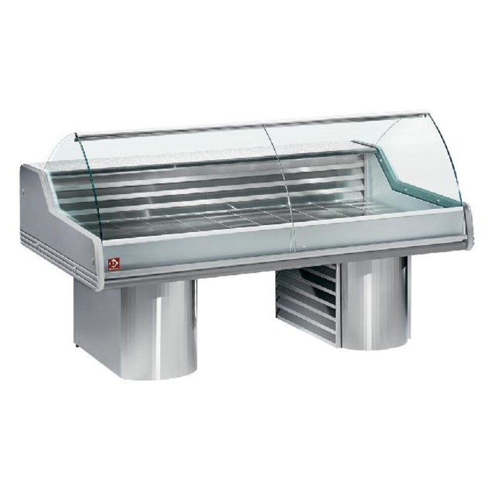 Diamond Gekoelde vitrine toonbank met gebogen ruit, op sokkels | SG30B/A1-R2