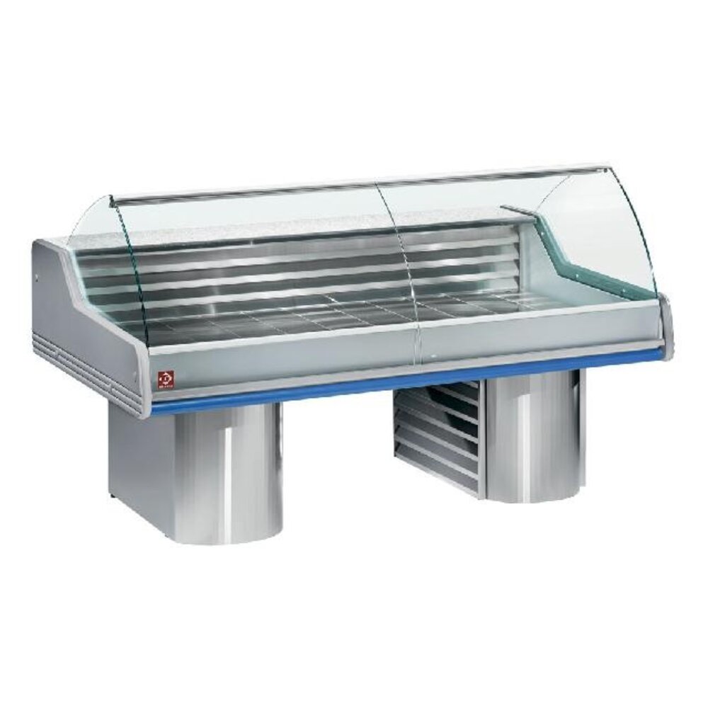 Diamond Gekoelde vitrine toonbank met gebogen ruit, op sokkels | SG15B/B1-R2