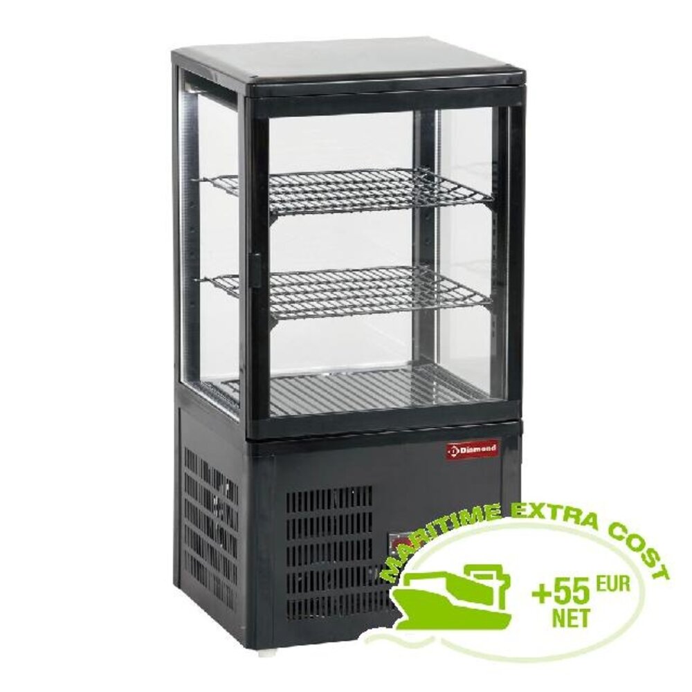 Diamond Opzetvitrine geventileerd, 4 zijden in glas, 3 niveaus  black | MIC-36B/R6
