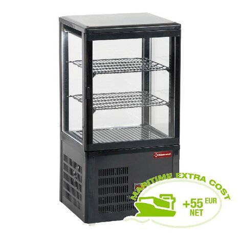 Diamond Opzetvitrine geventileerd, 4 zijden in glas, 3 niveaus  black | MIC-36B/R6