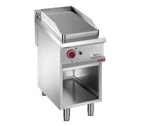 Diamond Bakplaat op gas met geribde plaat, module 1 2, op open kast Diamond Bakplaat op gas met geribde plaat, module 1 2, op open kast