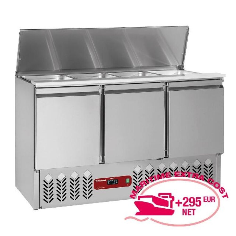 Diamond Gekoelde saladette met deksel 4x gn 1 1 - 150 mm + reserve 3 deuren gn 1 1, 380 lit | SAL3M/R6 Diamond Gekoelde saladette met deksel 4x gn 1 1 - 150 mm + reserve 3 deuren gn 1 1, 380 lit | SAL3M/R6