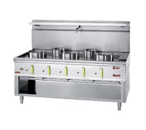 Diamond Wok-fornuis 5 branders met watergordijn Diamond Wok-fornuis 5 branders met watergordijn