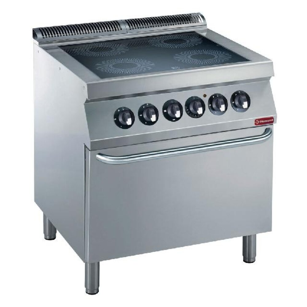 Diamond Elektrisch fornuis 4 vitrokeramische platen, elektrische oven gn 2 1 | E17/4VCF8-N Diamond Elektrisch fornuis 4 vitrokeramische platen, elektrische oven gn 2 1 | E17/4VCF8-N