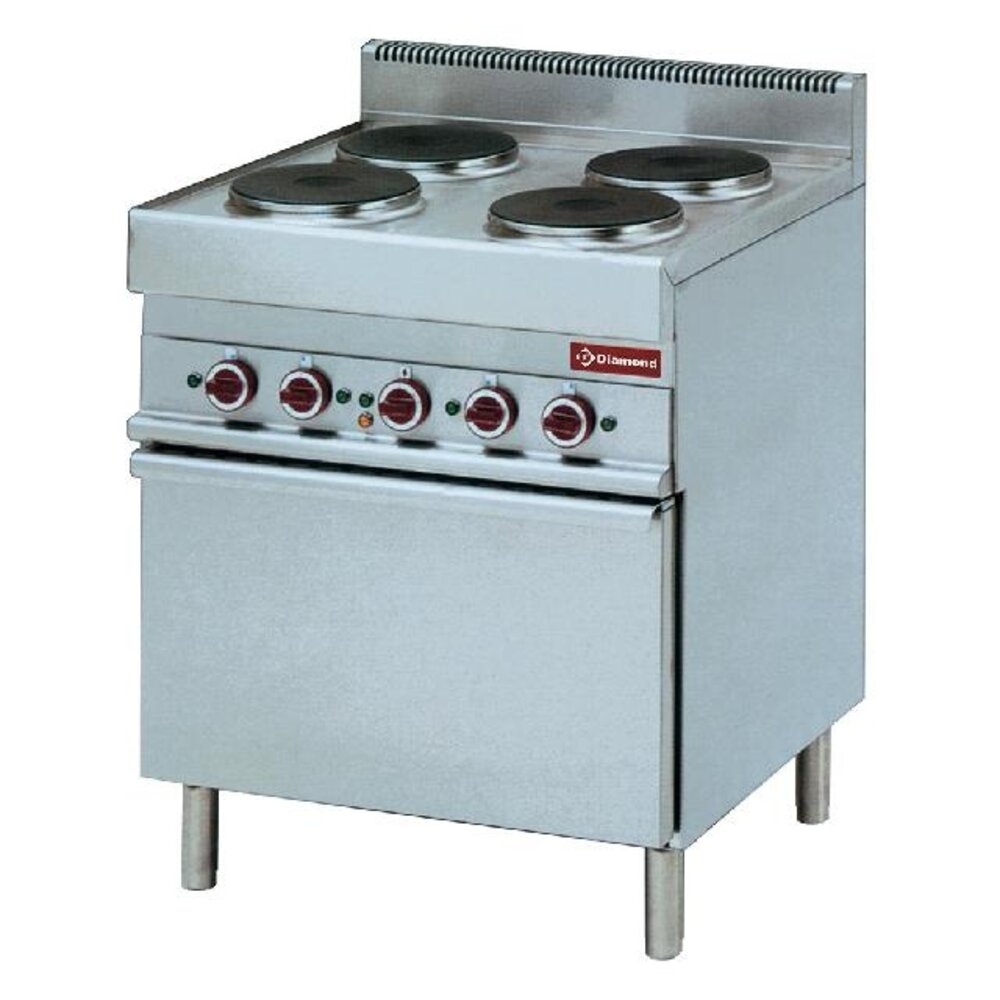 Diamond Elektrisch fornuis met 4 ronde kookplaten met convectie-oven gn 1 1 | E65/4PFV7