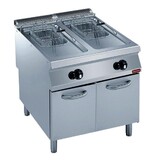 Diamond Gasfriteuse 2 kuipen  y  15 liter, buitenkant branders, op meubel