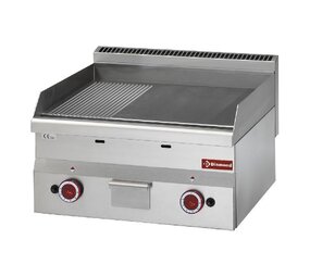 Diamond Bakplaat gas, 1 2 vlak en 1 2 geribt  chroom  -top-