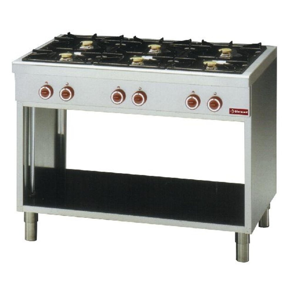 Diamond Gasfornuis met 6 branders, op open kast | G65/6BP11-EC Diamond Gasfornuis met 6 branders, op open kast | G65/6BP11-EC