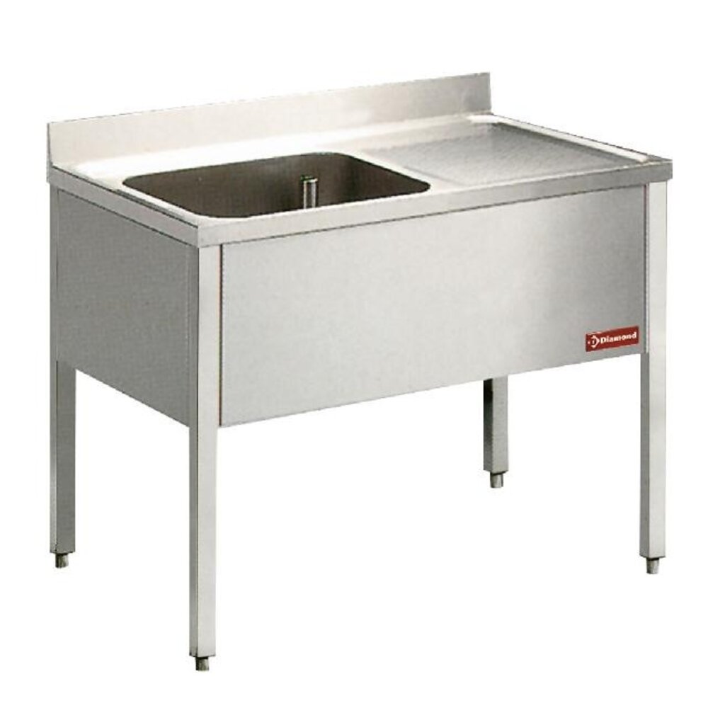 Diamond Spoeltafel met 1 kuip, 1 rechts druipvlak, met onderstel | L1210D/6-KD Diamond Spoeltafel met 1 kuip, 1 rechts druipvlak, met onderstel | L1210D/6-KD